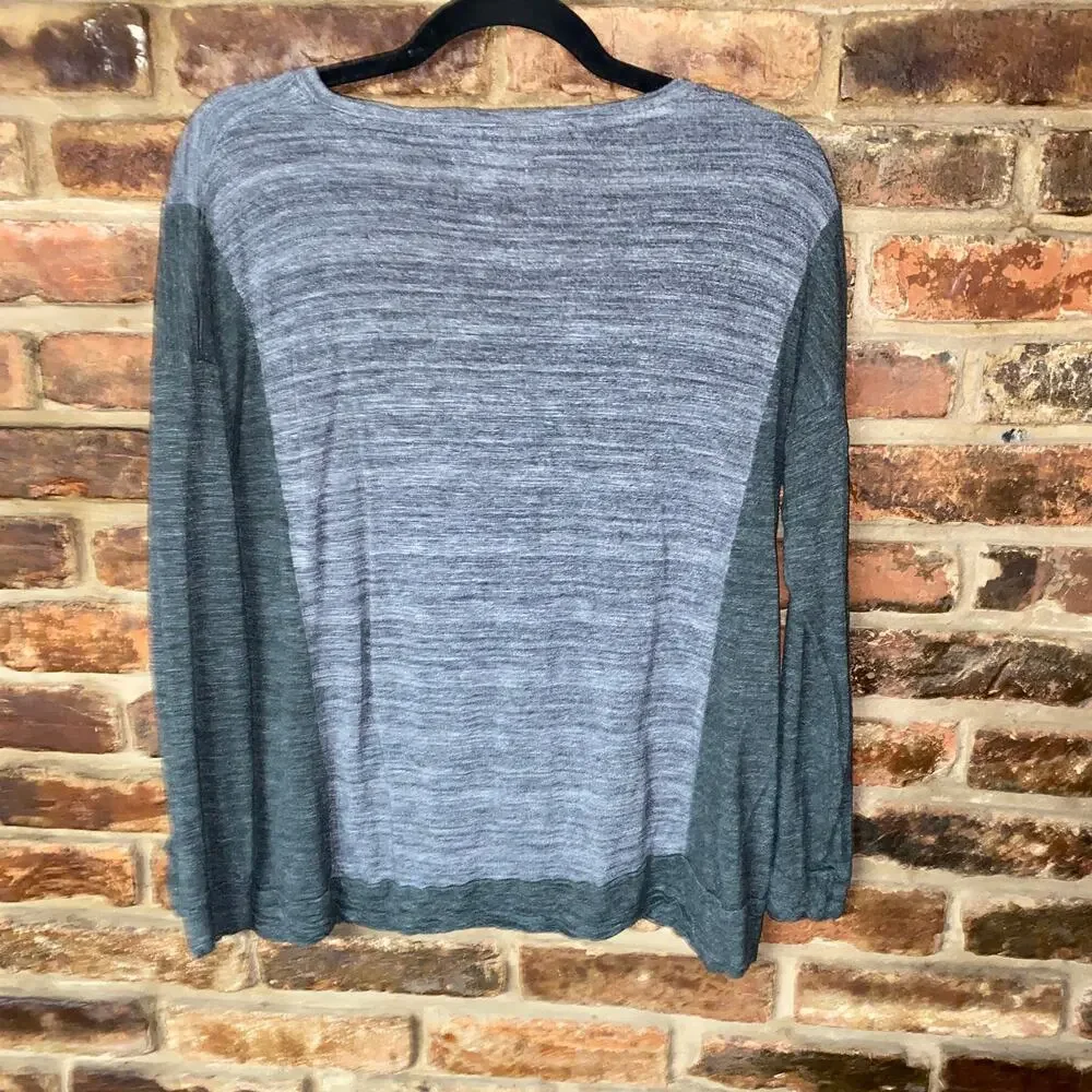Madewell Two-Tone Gray Color Block Long Sleeve All Around Top Women's Size Small